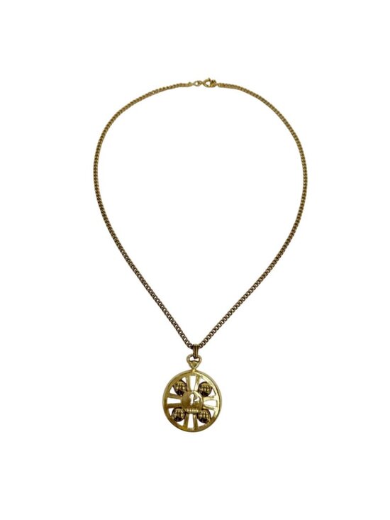 Celine Vintage Metal Watch Motif Logo Chain Pendant Gold main image 4